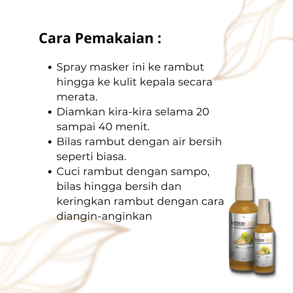 Lemon Ginger Hair Serum Organik Hair Serum masker Jahe Lemon Atasi Rambut Rontok