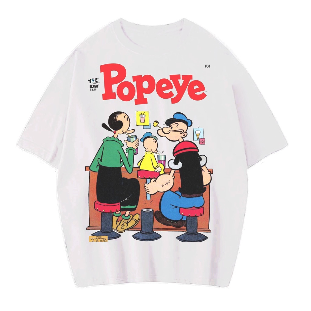 Patternmerch "Popeye and Olive" Oversized T-shirt | kaos vintage | cartoon tee