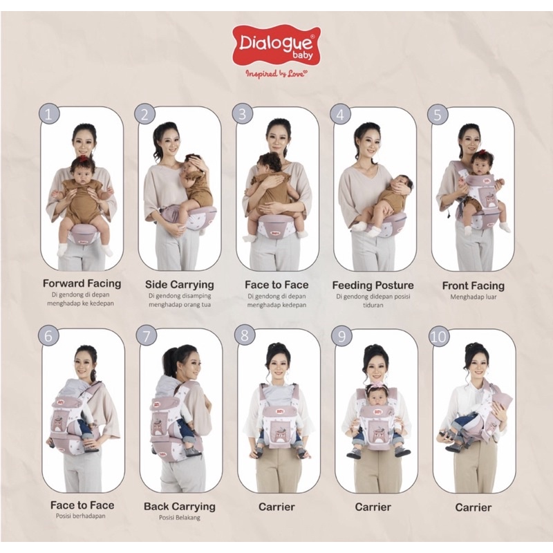 Dialogue Baby Hipseat 10 in 1 + Gendongan Bearie Series - DGG4320/ DGG1037 / Gendongan Bayi