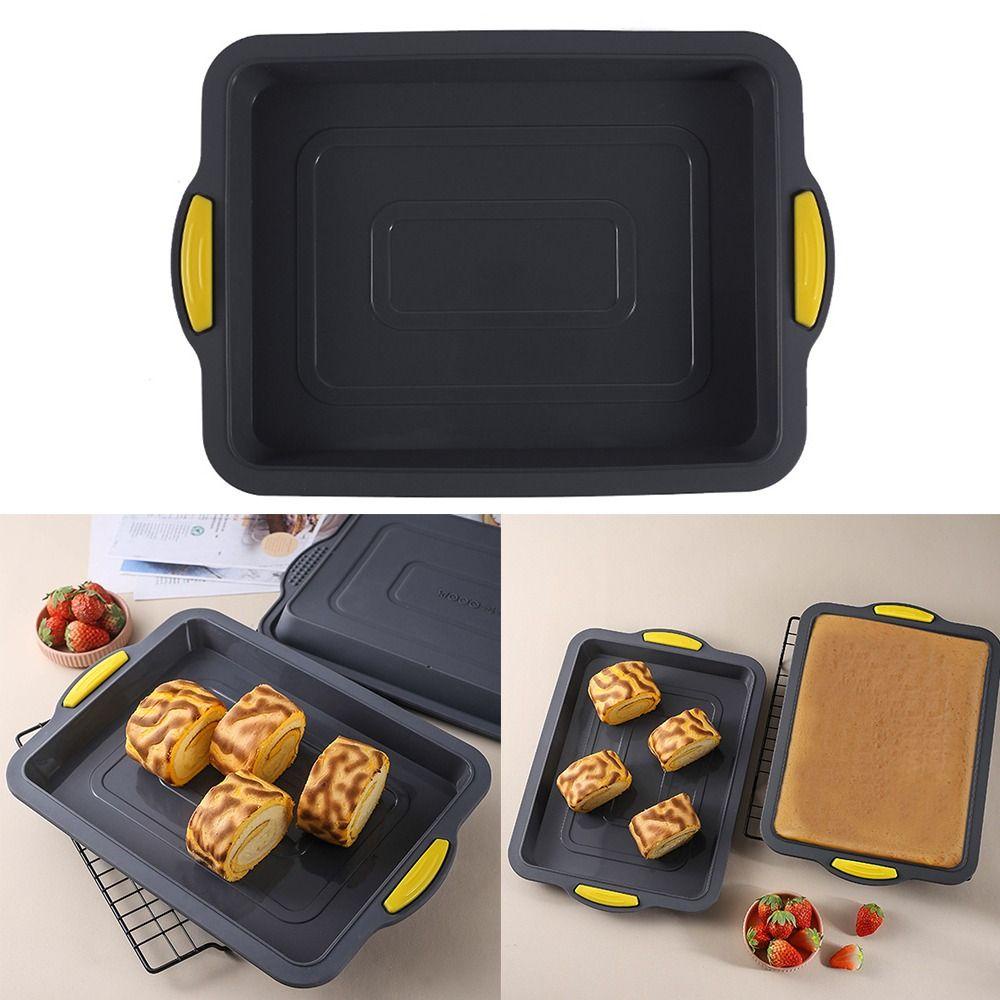 Solighter Brownie Pan Dapur DIY Mousse Persegi Panjang Oven Tray Toast Tray Roti Kue Loyang Silikon