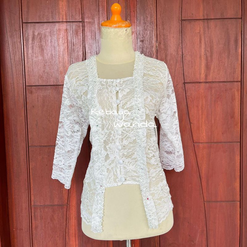Kebaya Kutu Baru Brokat Mutiara / Kebaya Kutu Baru Modern / Kebaya Bali Wisuda Akad Nikah