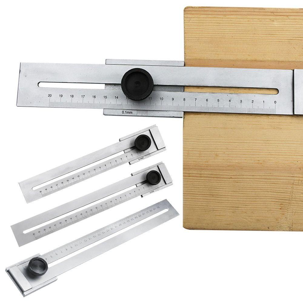 Solighter Woodworking Sliding Gauge Presisi Tinggi 200mm/250mm/300mm Alat Ukur Pemotong Menandai Penggaris