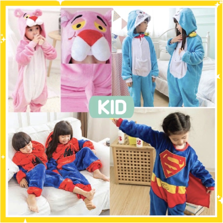 PIYAMA ONESIE KOSTUM KIGURUMI BAJU KID ANAK DORAEMON SPIDERMAN SUPERMAN DLL