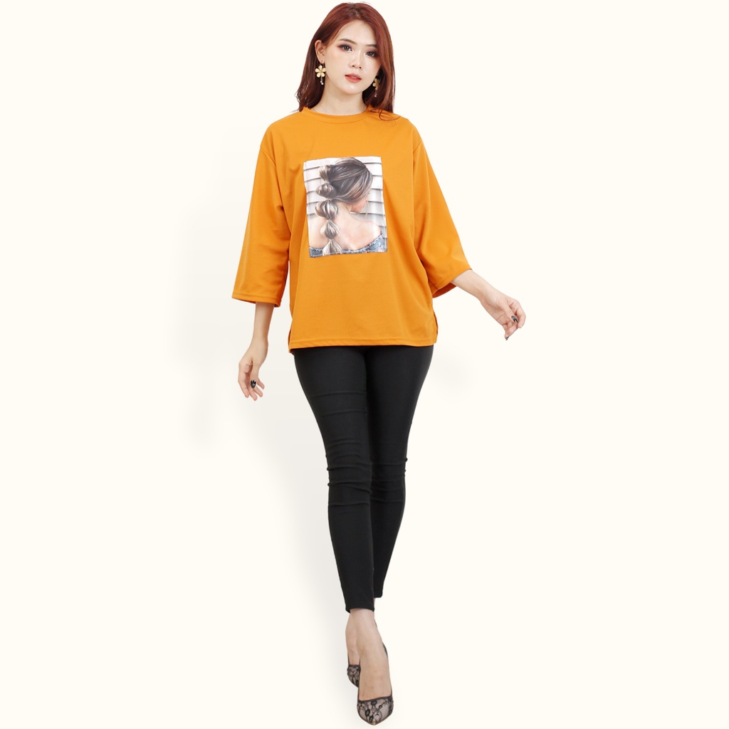 Kaos oversized Lengan panjang wanita Gaya Korea print DTF - XSHOP Kristabel