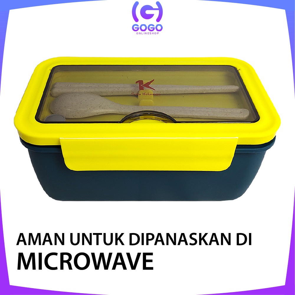 GOGO-C479 Tempat Makan Lunch Box Set Free Sendok Garpu Kotak Makan Transparant Bento Box / Kotak Makan BPA FREE