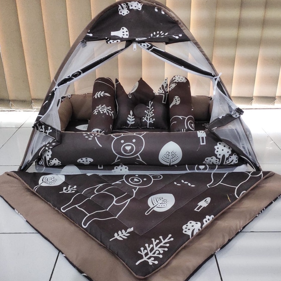 BEST-SELLER Kasur Bayi Kelambu dan-Bedcover Motif Archery x Polkadot-navy CBNK 029 PLUS NON FURING