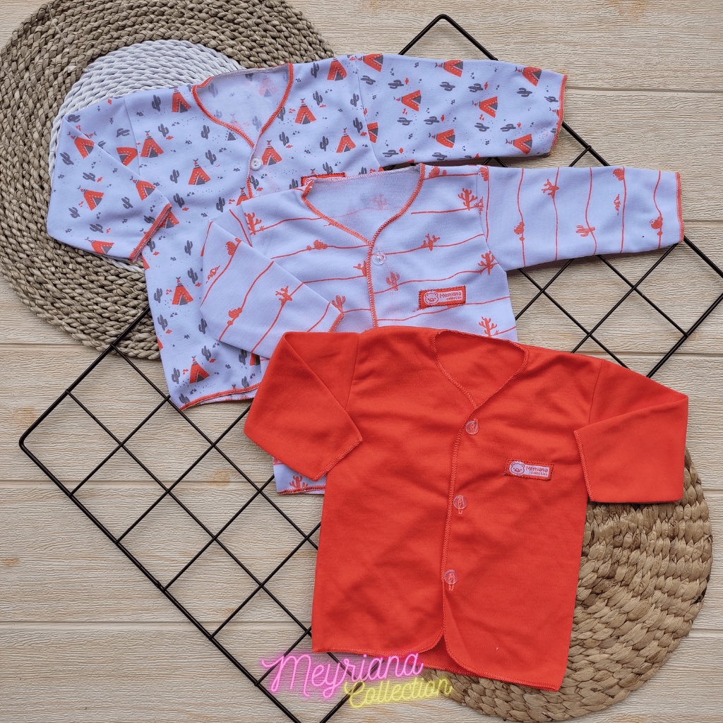 3 PCS Baju Bayi Baru Lahir Lengan Panjang Seri Orange Meyriana Collection