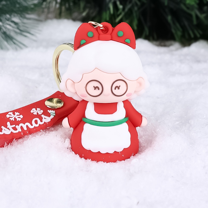 Gantungan Kunci Bentuk Boneka Santa Claus Bahan Karet Lembut Untuk Dekorasi Tas