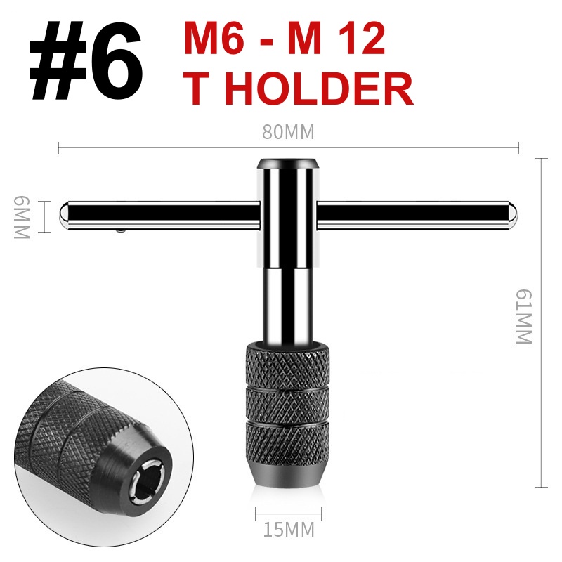 Hand Tap Set Pembuat Ulir Sekrup Mata Bor Tap Die Set &amp; Gagang M3-M12