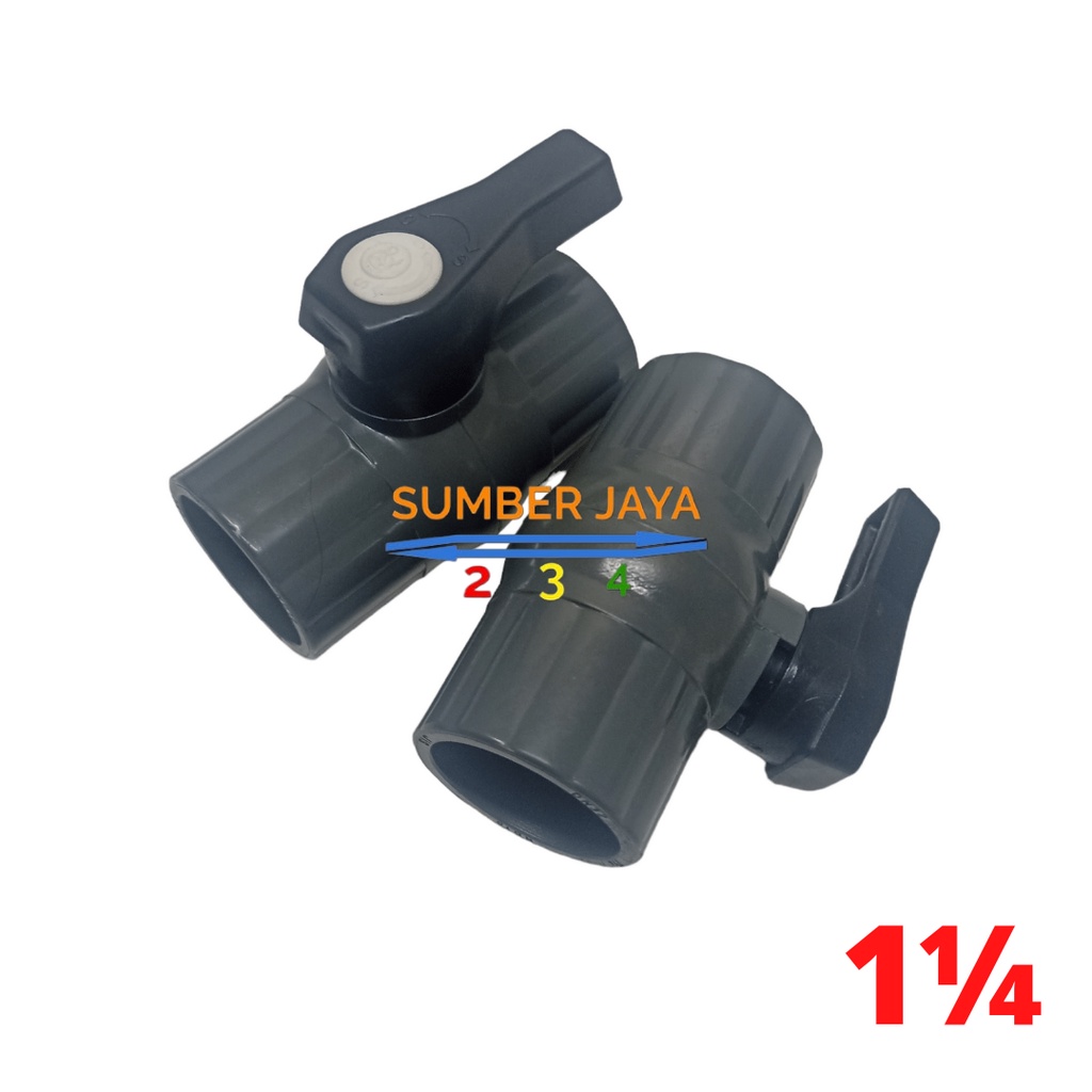 STOP KRAN 1 1/4 / BALL VALVE PIPA PVC 1 PER 4 GAGANG HITAM INCH