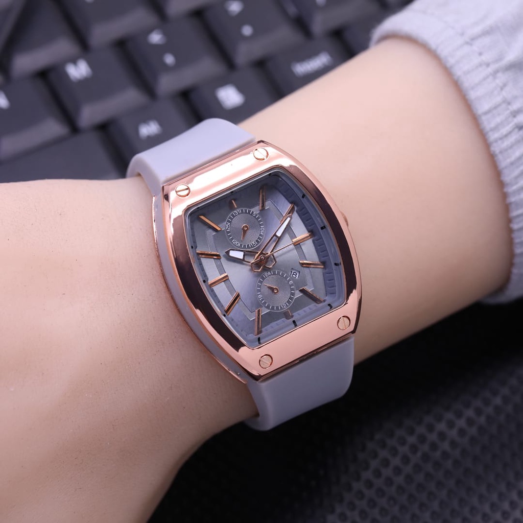 BEST SELLER JAM TANGAN WANITA FS FM75 TALI RUBBER TANGGAL AKTIF DM 3.2CM FREE BOX &amp; BATERAI || JAM TANGAN FASHION WANITA JAM TANGAN CEWEK MURAH