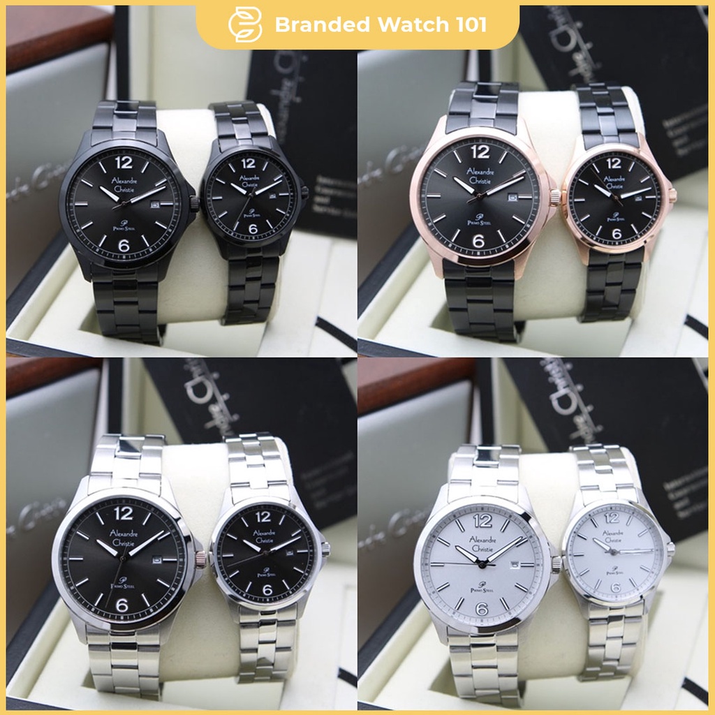 ORIGINAL Jam Tangan Pria &amp; Wanita Couple Alexandre Christie AC 1029 / AC1029 / 1029 Garansi Resmi 1 Tahun, Stainless &amp; Leather