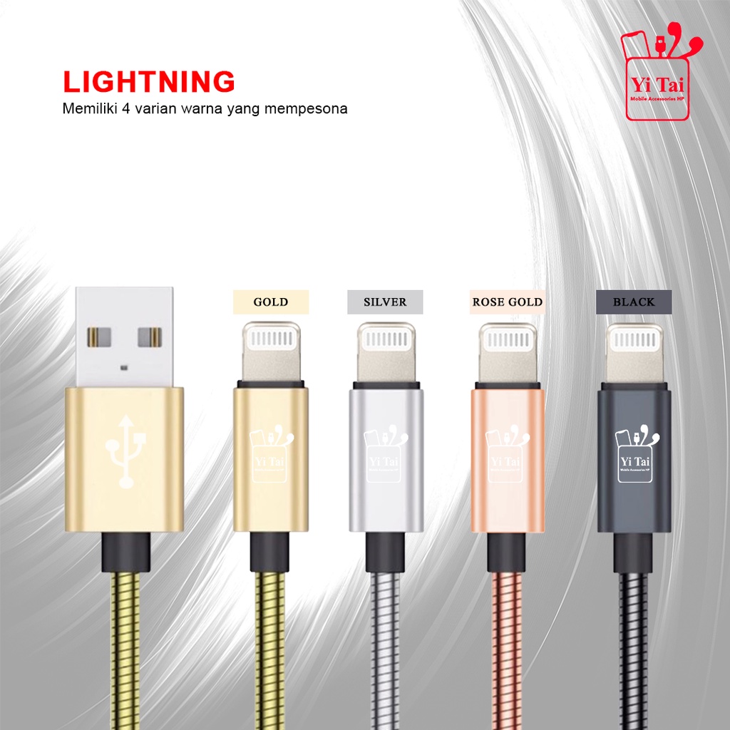 KABEL DATA TYPE C LIGHTNING FAST CHARGING LAPIS BESI STAINLESS YI TAI YCB-10 YLB-10