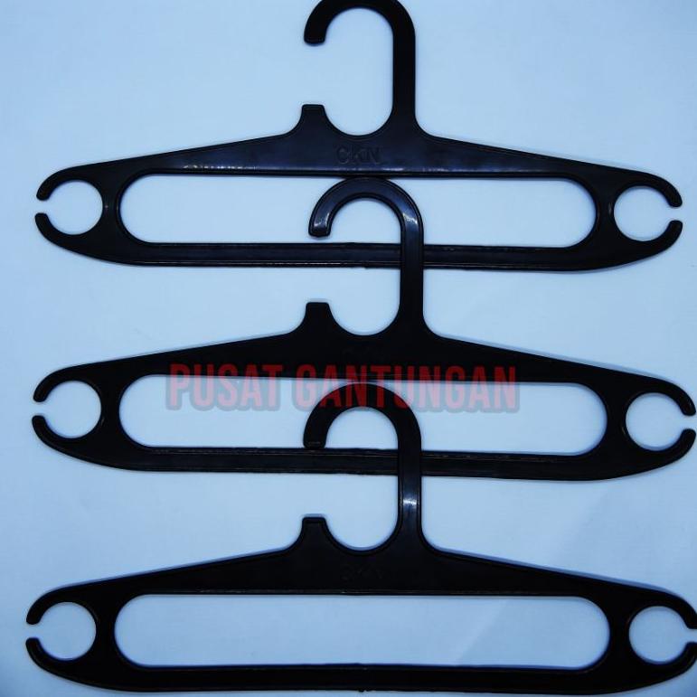 ニ Hanger Plastik 17 Inch Hitam | Gantungan Baju Plastik Elastis 1 Lusin ( isi 12 pcs ) STOK BANYAK 3