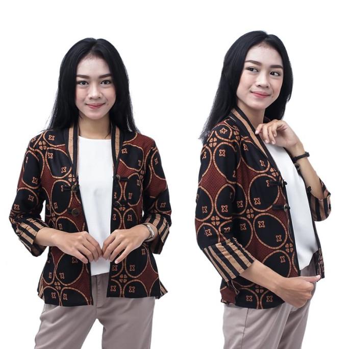 Bolero Batik Wanita Blouse - Semi Blazer Batik Kekinian Lengan 7/8 Termurah