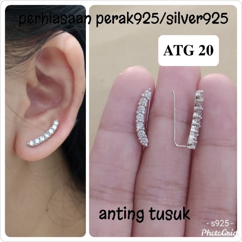 ANTING TUSUK SEBARIS / ANTING LISTRING PERAK ASLI 925.LAPIS MAS ATG 20 ATGGb