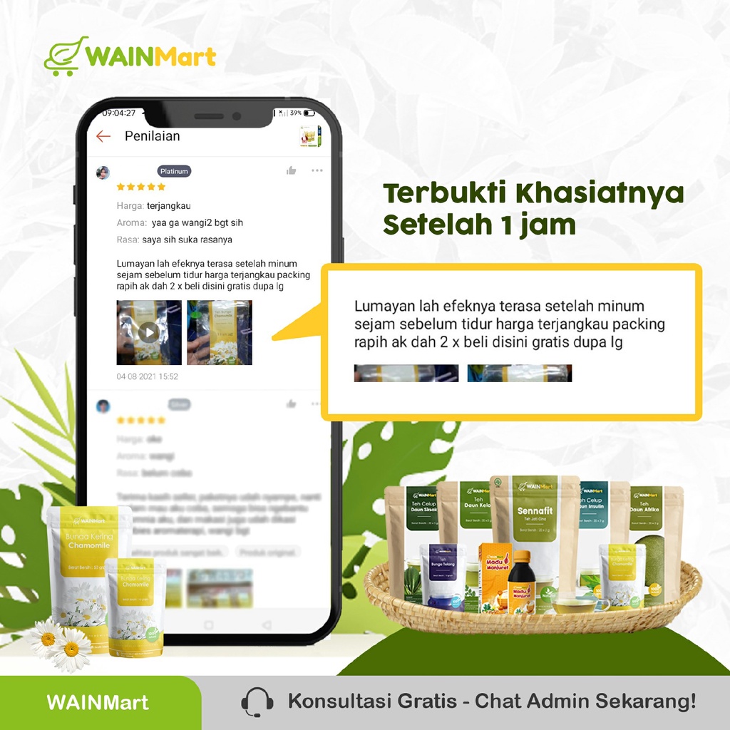 Obat Sulit Tidur 50 gram Teh Bunga Chamomile Celup Organik Teh Camomile Tea Relaksasi kaya Antioksidan Teh Chamomile Kering Atasi Insomnia Susah Tidur