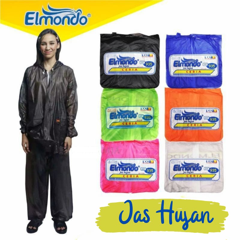 Jas Hujan Dewasa Elmondo Setelan Jaket Celana Raincoat Murah Pria Wanita