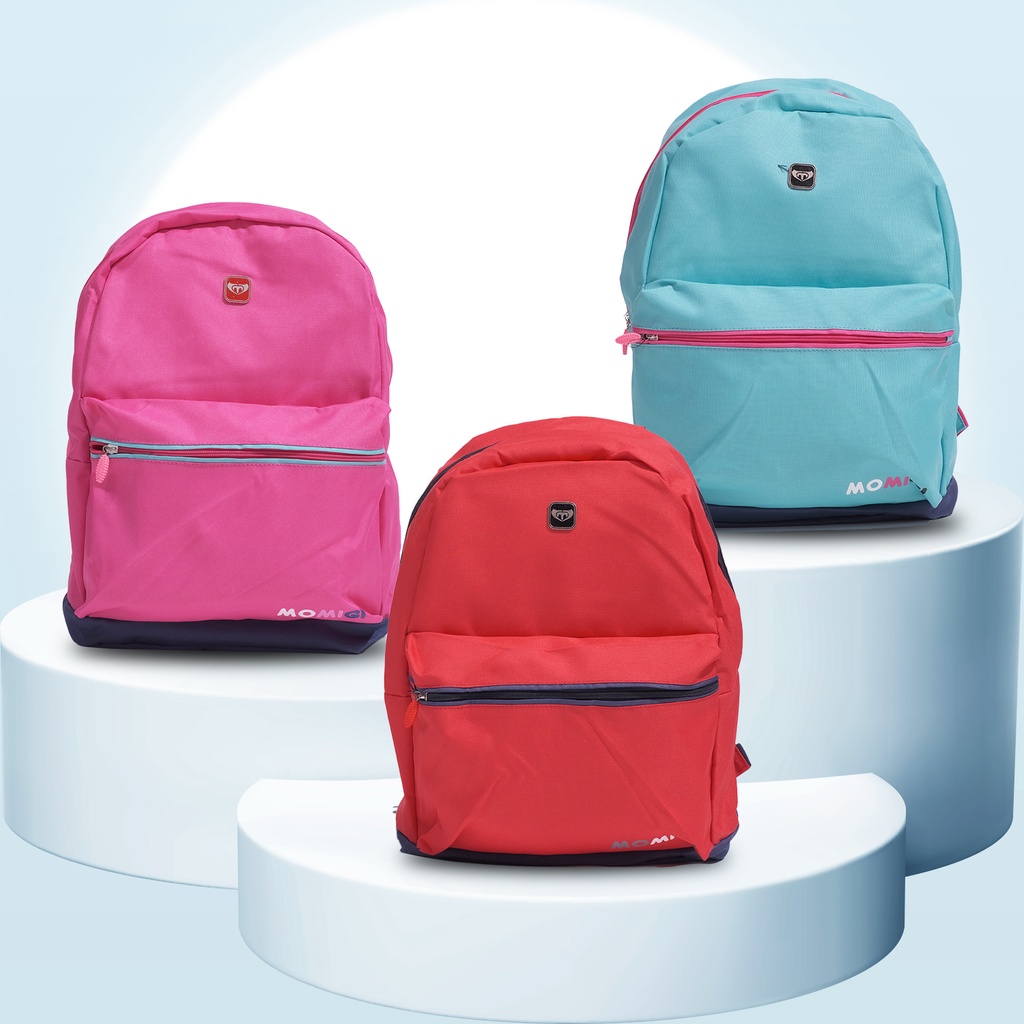 Tas Ransel Remaja Polos Warna Pink|Momigi Backpack Ukuran SMP - SMA - KULIAH