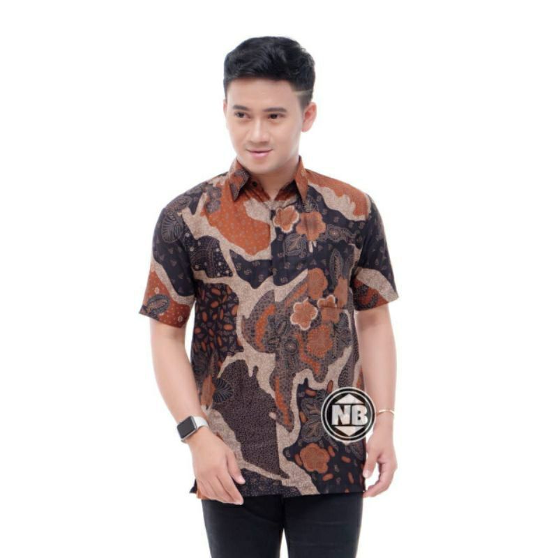 Kemeja batik pria lengan pendek bisa buat seragaman M L XL XXL