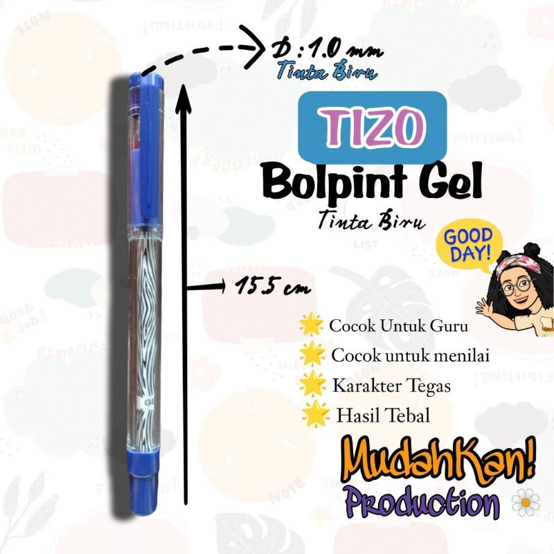 

PULPEN GEL LINER " TIZO " 0.1 mm TG-349 [ per PCS ] Pulpen Guru / Pulpen Tinta Biru / Pulpen Besar