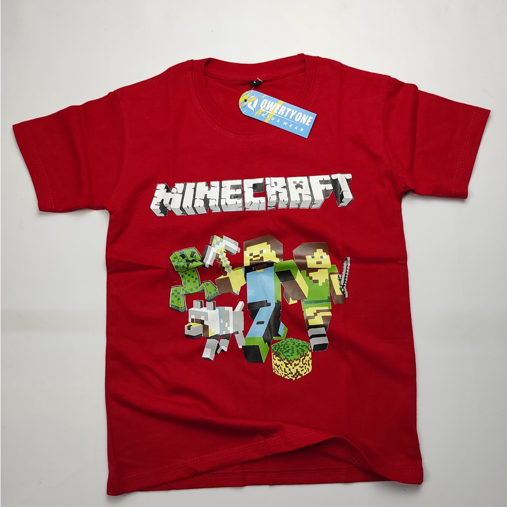 KAOS ANAK LAKI LAKI MINECRAFT MERAH 1-12 TAHUN