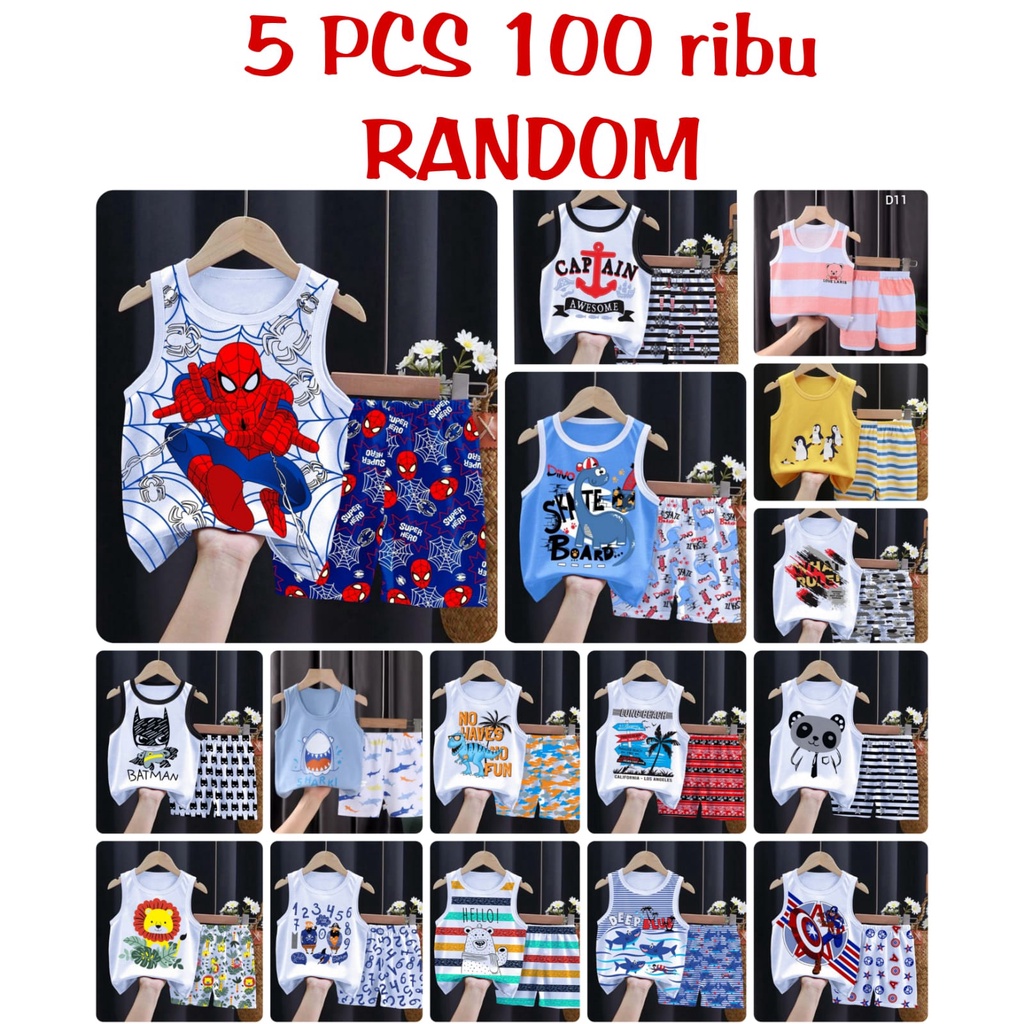CUCI GUDANG SETELAN BAJU ANAK SINGLET PAKET MURAH 5 PCS 100.000 RIBU SAJA