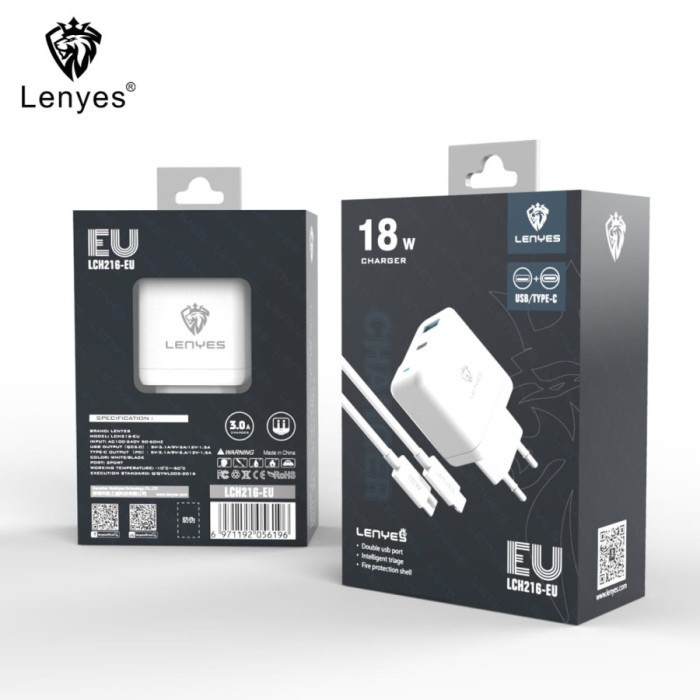 Batok LENYES LCH216-EU 3.1A Adaptor Charger Hp Fast Charging Type C