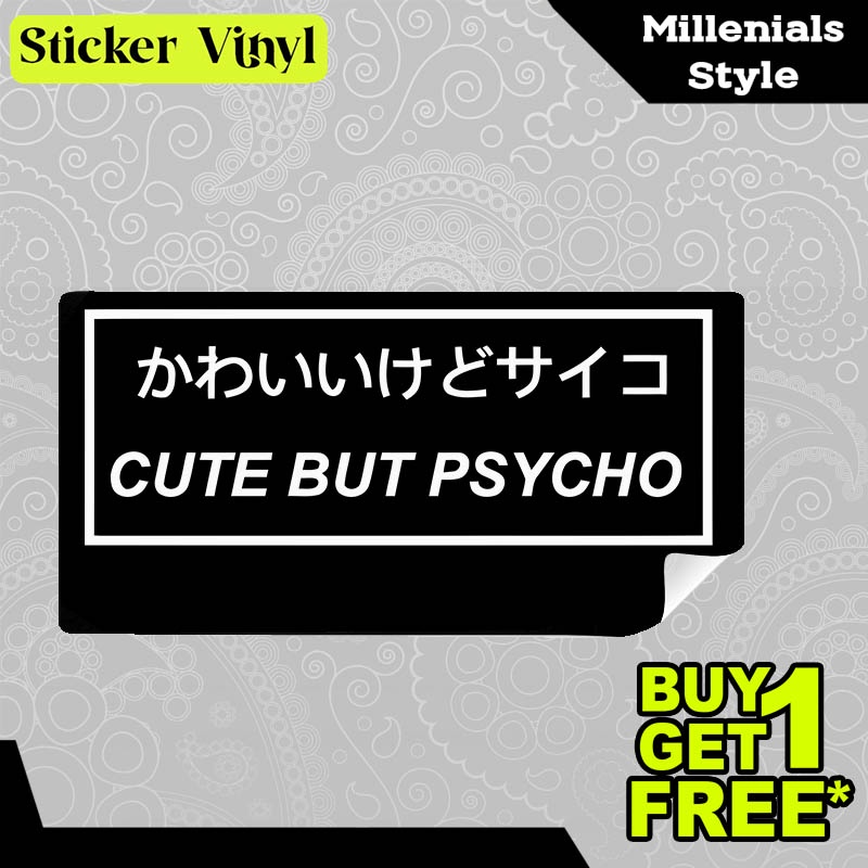 

Stiker Sticker Cute But Psycho Gambar Unik Desain Keren dan Kekinian Aesthetic Bahan Vinyl Satuan Anti Air