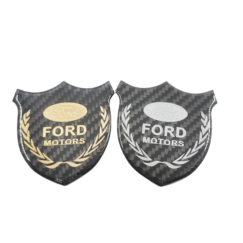 1pc Stiker Emblem Logo FORD MOTORS Bahan Karbon Fiber Untuk Dekorasi Kaca Belakang Mobil FORD