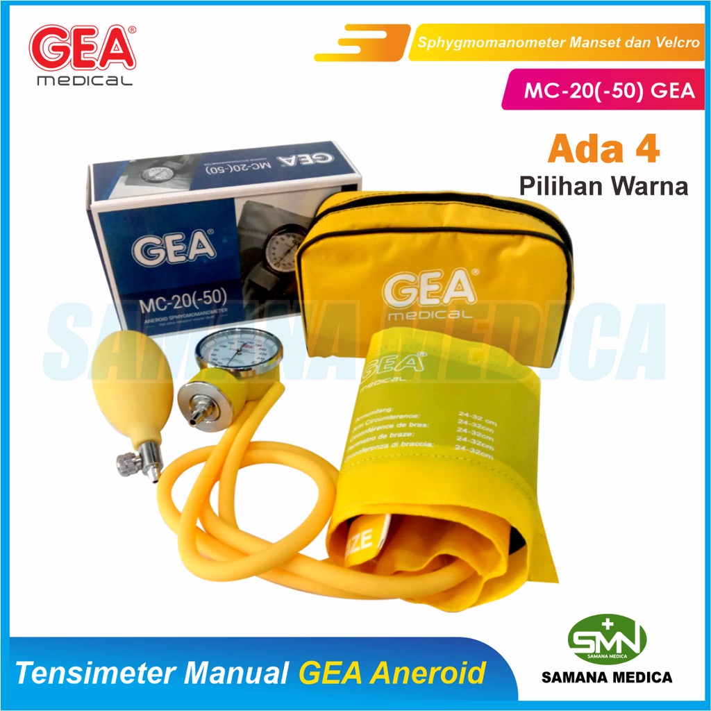 Tensimeter Manual GEA Aneroid Alat cek Tekanan Darah MURAH Sphygmomanometer Manset dan Velcro PREMIUM MC-20(-50) Promo Murah