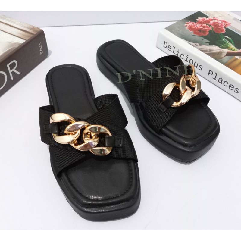 DIANA SR 08 Sandal Wedges paltform slop silang rantai