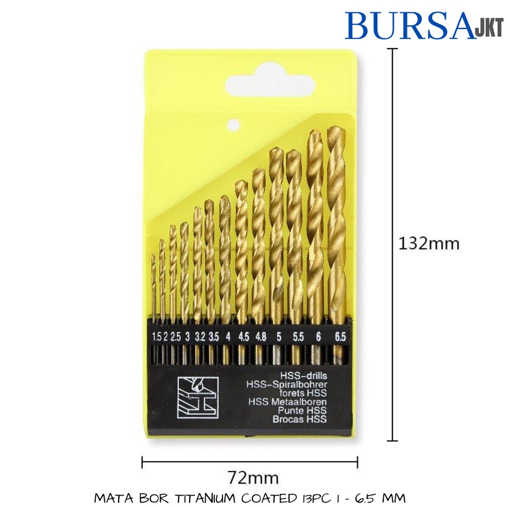 MATA BOR SET ISI 13 PC / 19 PC  HSS TITANIUM COATED 1.5 - 10 MM