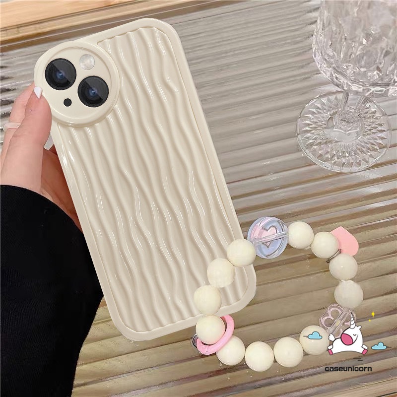 Soft Case Motif Kartun Riak Air Putih Susu Dengan Gelang Untuk iPhone 11 12 13 14 Pro MAX XR 7 8 14 Plus 7plus X XS MAX SE 2020