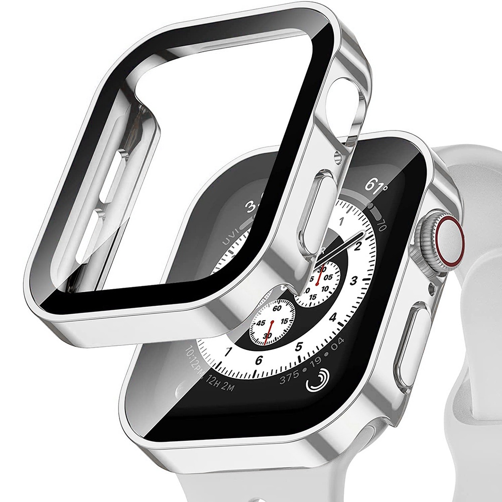 Case Anti Air Untuk Apple Watch Series8 7 6 5 4 SE Penutup Pelindung Layar Pinggiran Lurus Bumper Apple Watch Case