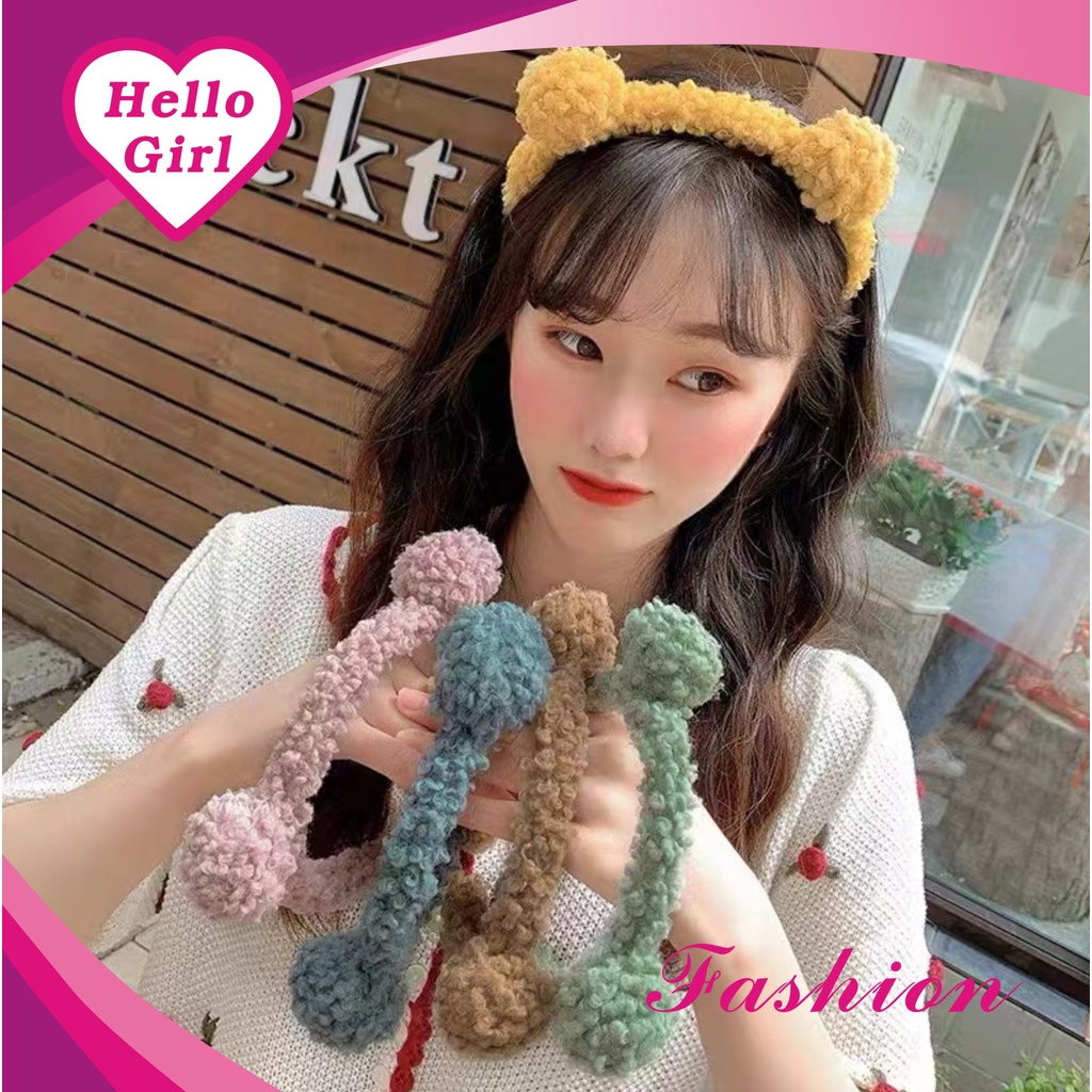 (Hello Girl)B93 Bando Wanita Karakter Telinga Beruang Gaya Korea Import