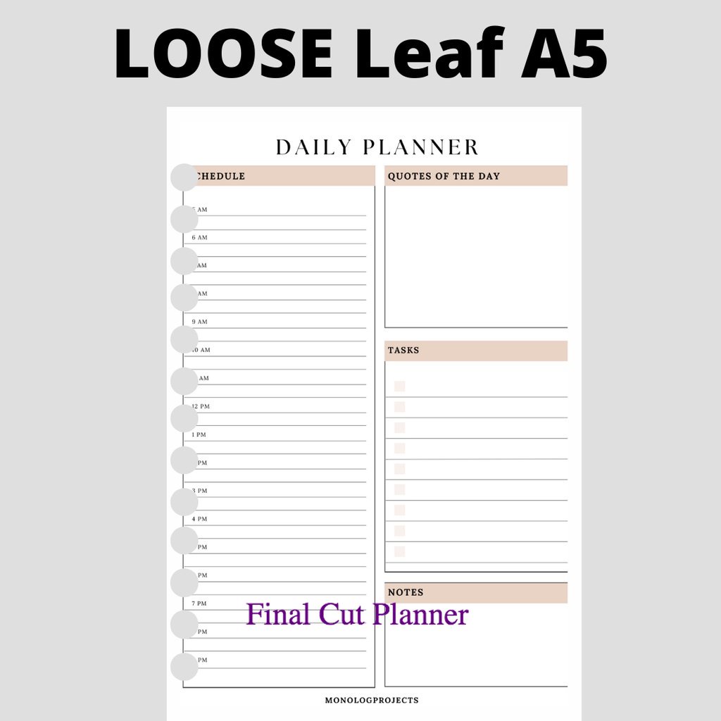 

Loose Leaf A5 - Daily Planner A5 Brown By Monologprojects .