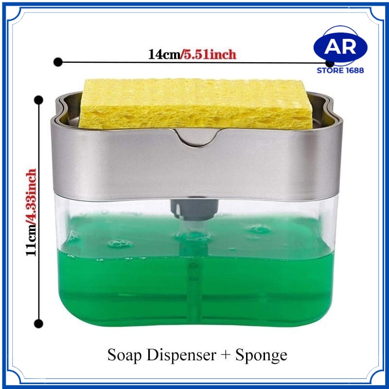 AR-Dispenser Sponge Sabun &amp; Holder Spons Cuci Piring 2in1