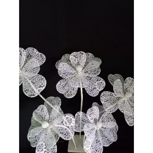 Kap Kelopak Lampu Dekorasi Bunga Brukat Jumbo 30Cm