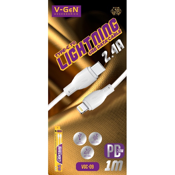VGEN Kabel Data / Kabel USB type-c to lightning 2,4A , 1m VGC-09