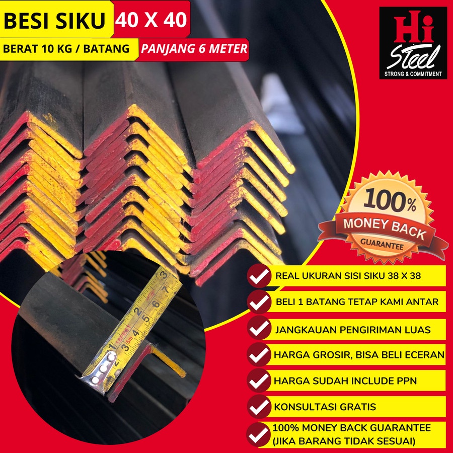Besi Siku 40 X 40 X 3.4mm X 6m