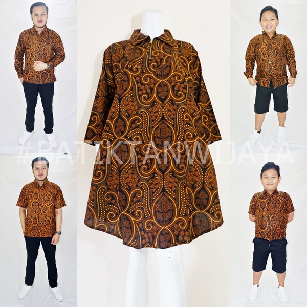 Batik Couple Keluarga Ayah Ibu Anak Laki Laki 1-14 Tahun Mama Model Dress Tunik Ayah dan Anak Kemeja