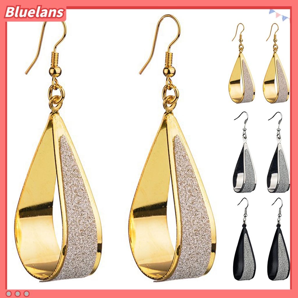 Bluelans Anting Kait Gantung Bentuk Tetesan Air Hollow Bahan Alloy Untuk Wanita