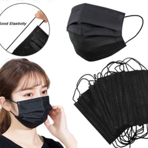 (COD) Masker Hitam Masker Earloop Dispossable Mask ISI 50PCS Masker 3ply Isi 50pcs / Masker Mulut Hitam/biru 3 Lapis / Masker Wajah Hitam/biru Earloop / Masker Kesehatan Warna Hitam/biru / Disposable Face Mask Black Earloop