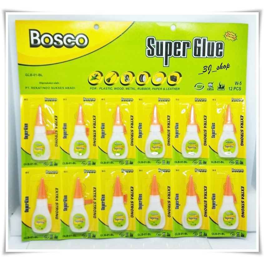 

0447-Superglue Bosco Lembar GLB-01-BL Top Quality / Super Instant Glue No Clog / Super Glue Serbaguna / Super Glue Sepatu / Super Glue Quick Bond / Lem Super Kuat / Lem Super Serbaguna / Lem Super Sepatu