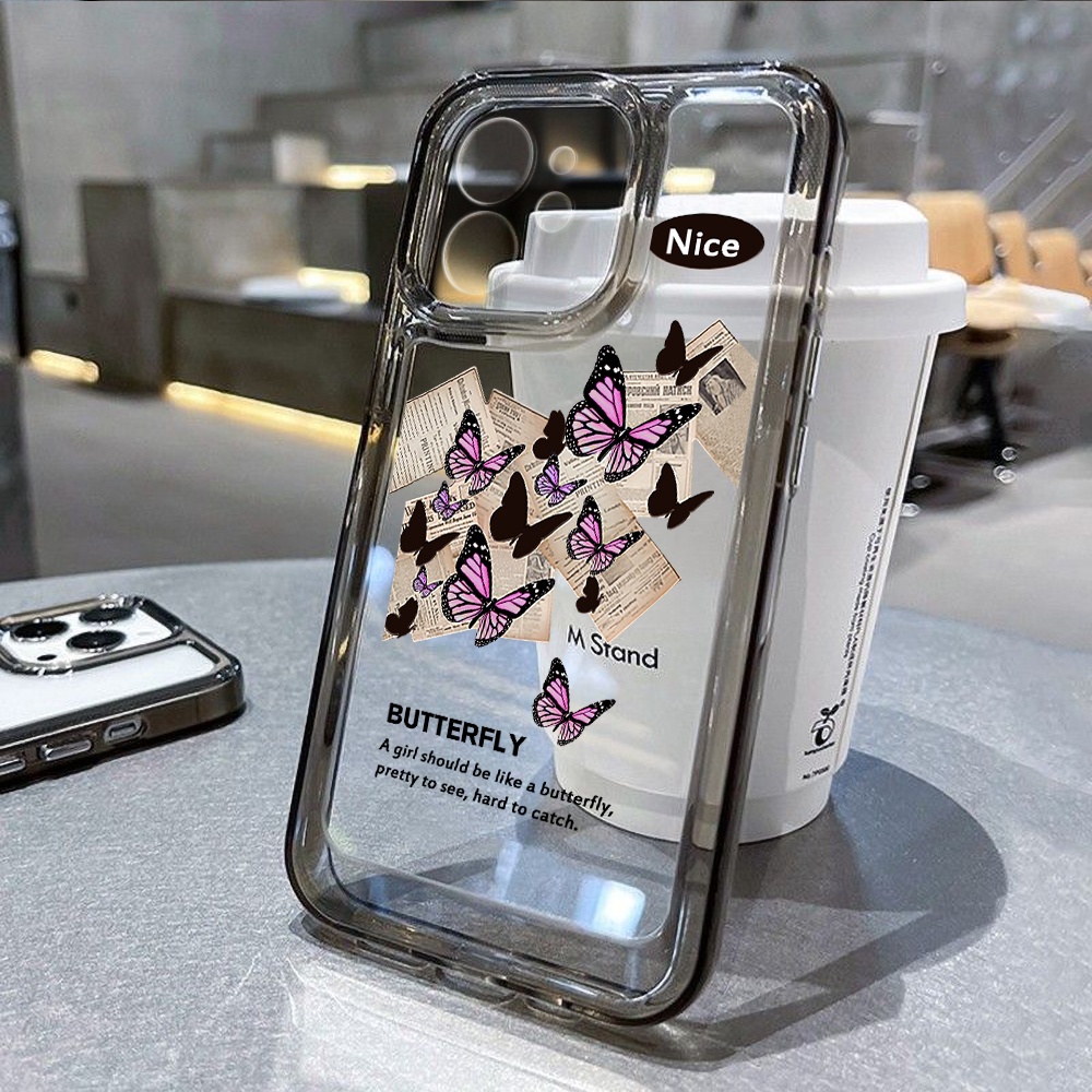 Soft Case TPU Transparan Motif Kupu-Kupu Untuk iPhone 14 13 12 11 Pro Max XS Max XR X 14 8 7 Plus SE 2020 2022