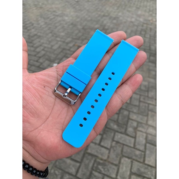 Strap Tali Jam Tangan Silikon biru muda 22mm 9909 new produk