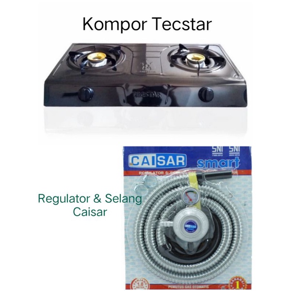 Paket Kompor 2 Tungku Tecstar dan Regulator Set Caisar