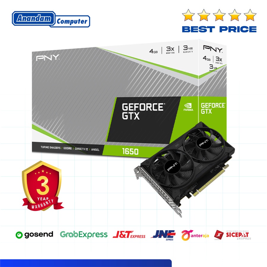 PNY Geforce GTX 1650 4GB DDR6 Dual Fan VGA Card