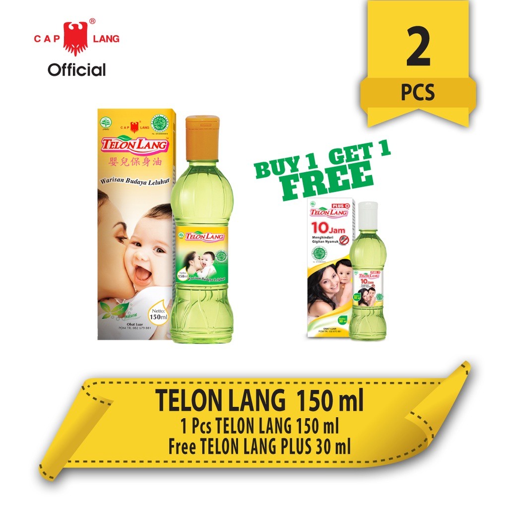 Minyak Telon Cap Lang 60ml FREE 15ml Ori Plus Banded Bayi Baby Anak